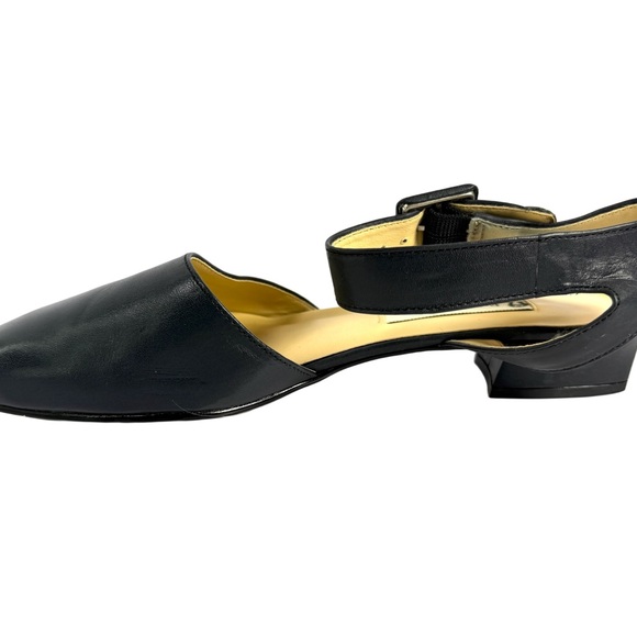 Etienne Aigner Black Leather Flats with Ankle Strap - Picture 8 of 15